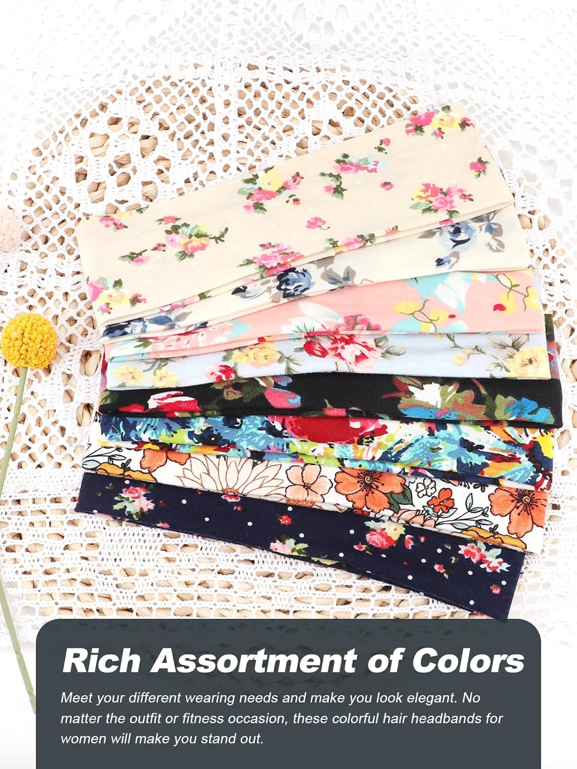 DRESHOW 8 Pack Sports Headbands for Women Non-Slip Stretchy Fashion HairBand Curly Hair Headband Soft Hair Accessories for Daily Wear Workout Yoga Running