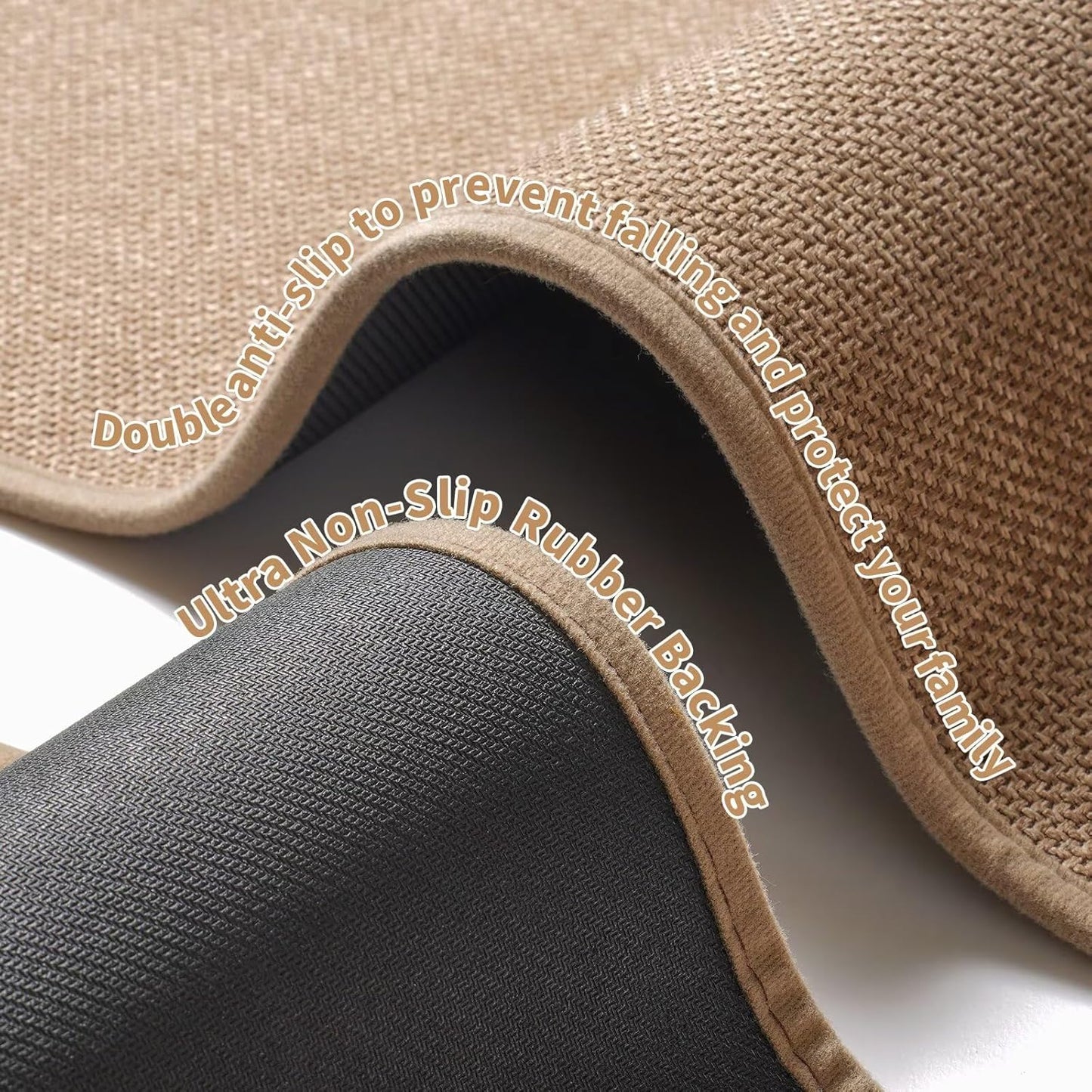 Ultra Thin Braided Bathroom Rugs Bath Mat Non Slip Washable, Rubber Backing Super Absorbent Thin Bathroom Rug Fit Under Door, Quick Dry Entrance Bath Rug Shower Floor Mat, Brown 20"x32"