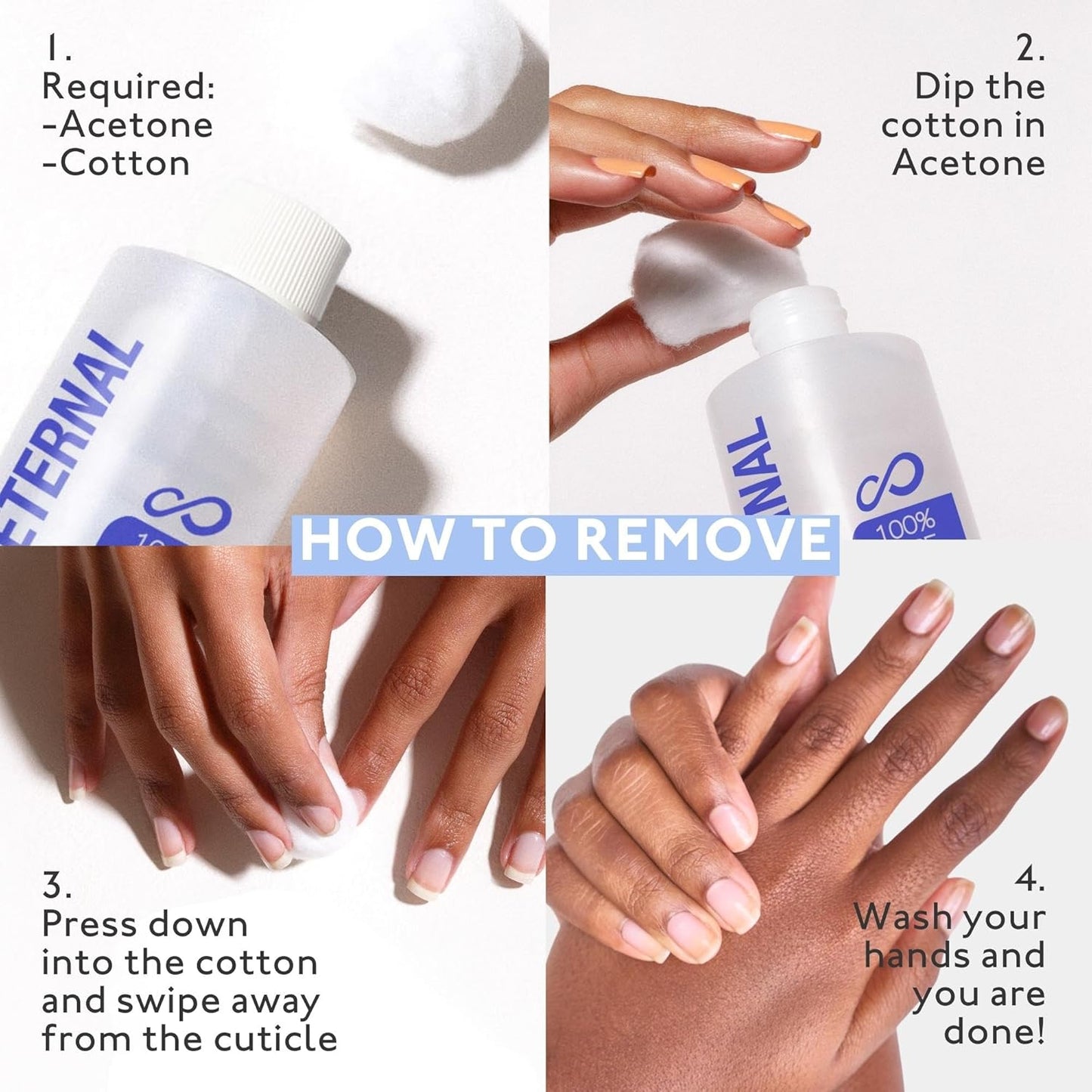 Eternal Gel Polish Remover for Nails - 100% Acetone Nail Polish Remover | Pure Acetone To Remove Acrylic Nails, Natural, Glue, Gel, Acrylic & Dip | Gel Nail Remover - 16 Fl Oz (Pack of 1)