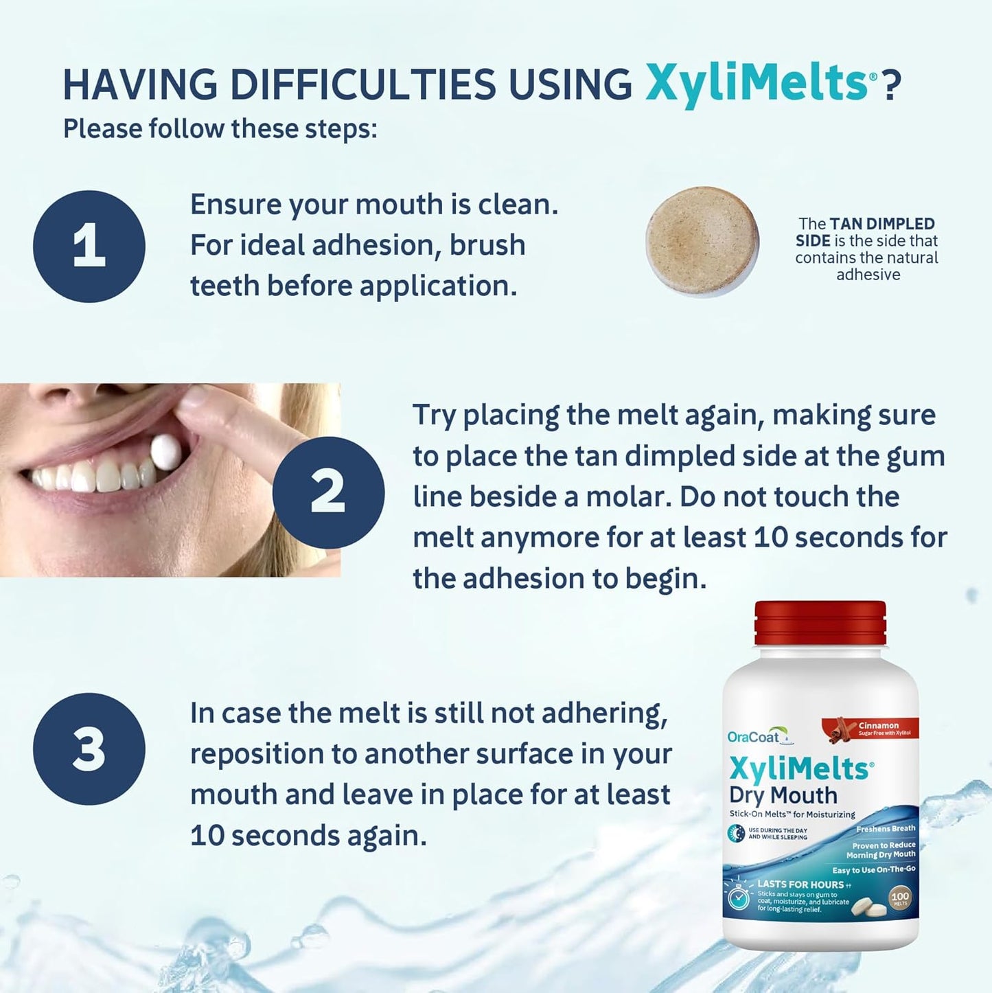 Oracoat XyliMelts for Dry Mouth Night Time or Day - Moisturizing Dry Mouth Adhering Discs, Sugar Free with Xylitol, 230 Count, Cinnamon, 8-Hour Relief
