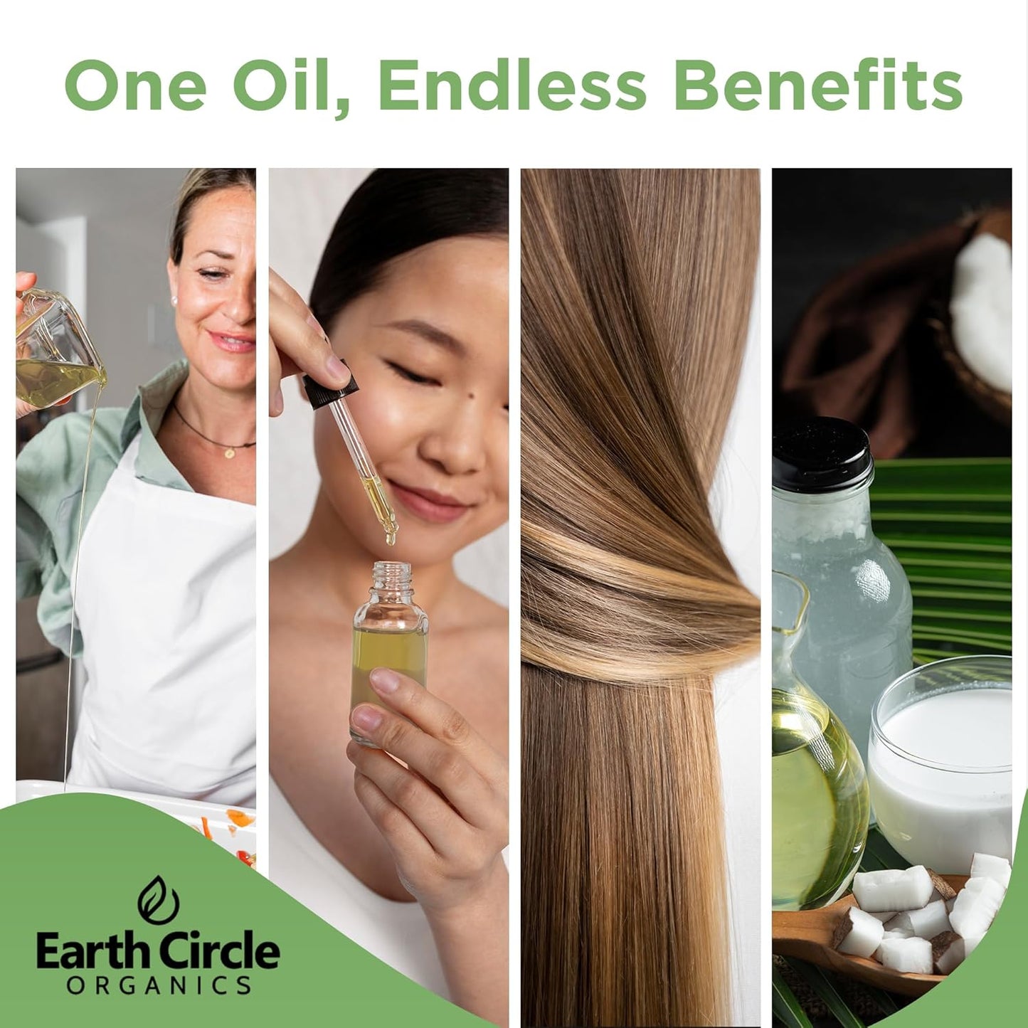 Earth Circle Organics Premium Ultra Pure Extra Virgin Coconut Oil, Cold Pressed, Baking, Smoothies, Skin & Hair Care, Gluten-Free, Keto & Paleo Friendly (32 Ounce Unrefined) - Pack of 2