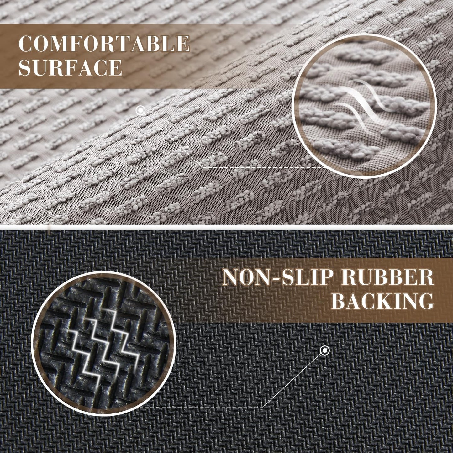 RESARE Non Slip Bath Mat - Machine Washable Bathroom Rug, Super Absorbent, Quick Dry, Ultra Soft, 24"x35", Light Grey