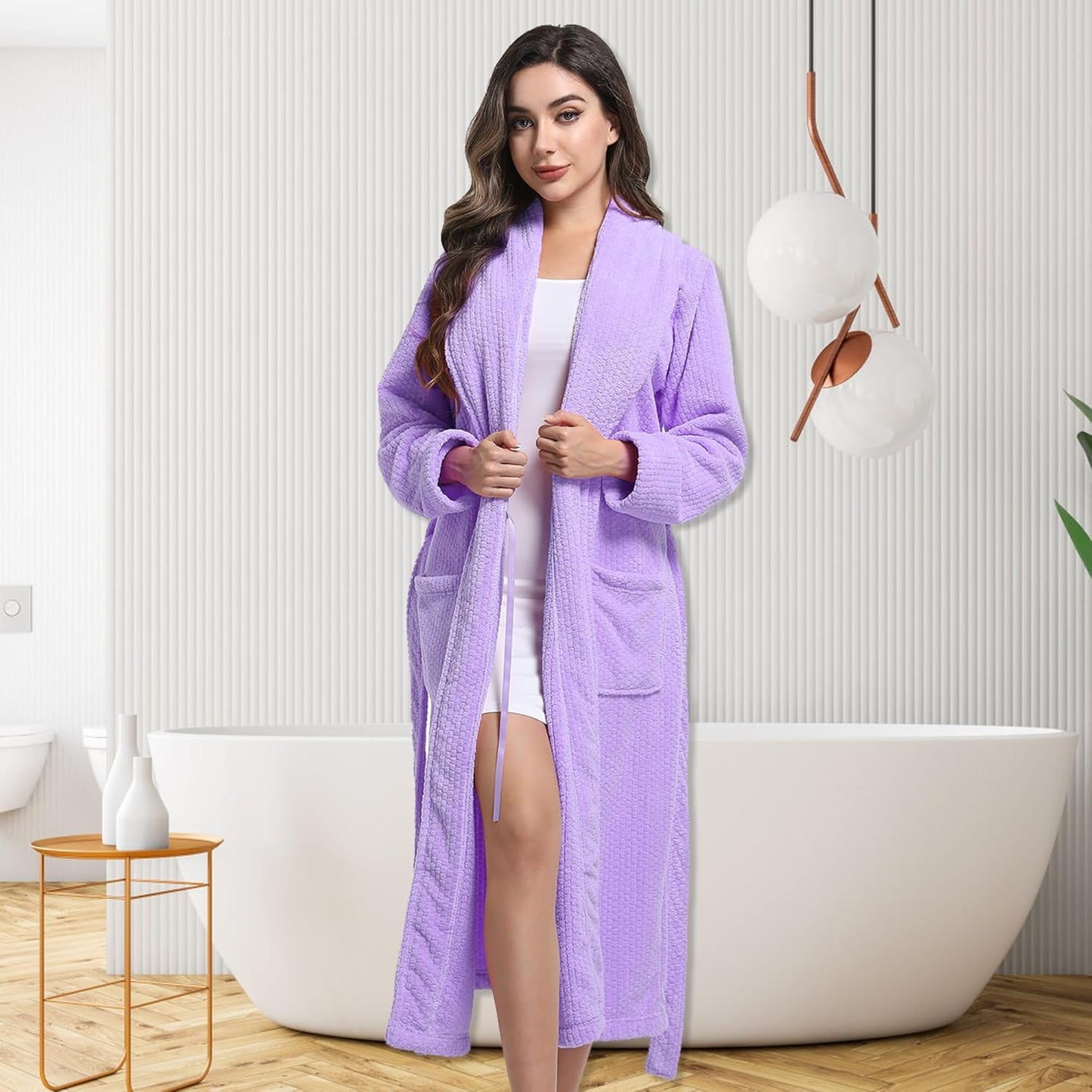 Women's Shawl Collar Bathrobe, Soft Long Towel Robes for Women - Super Absorbent Quick Dry yet Warm