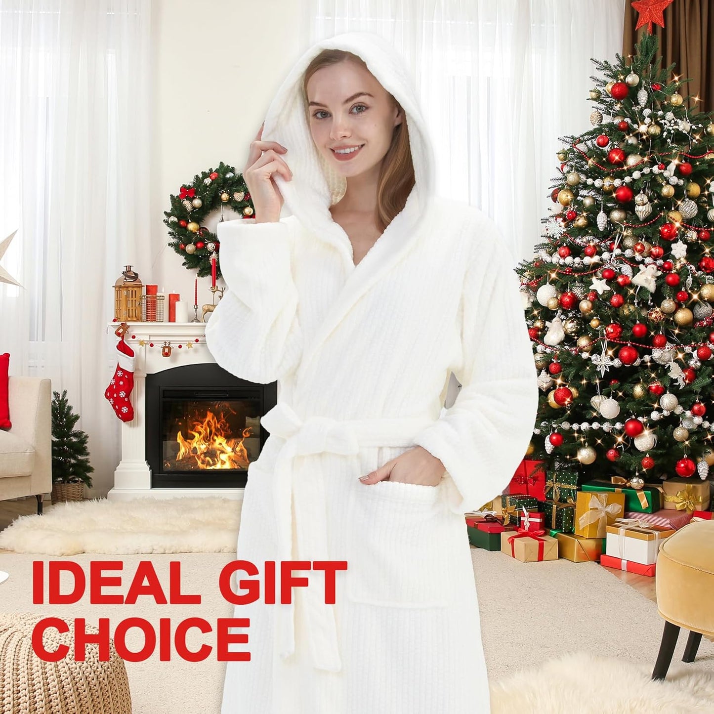 Hooded Bathrobes for Women, Soft Long Towel Robes for Women - Quick Dry yet Warm