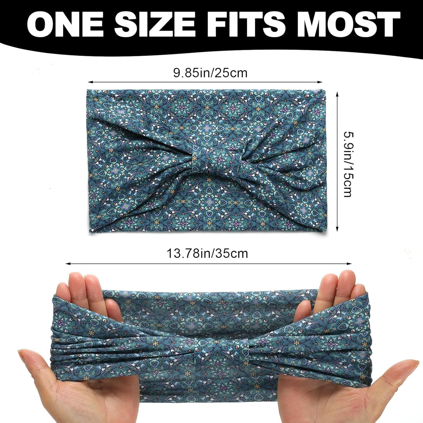 Cobahom 6 Pcs Wide Headbands for Women Non Slip Soft Fabric Hair Wrap Boho Head Bands Elastic Sport Hair Bands for Workout Yoga Running (Retro Flower)