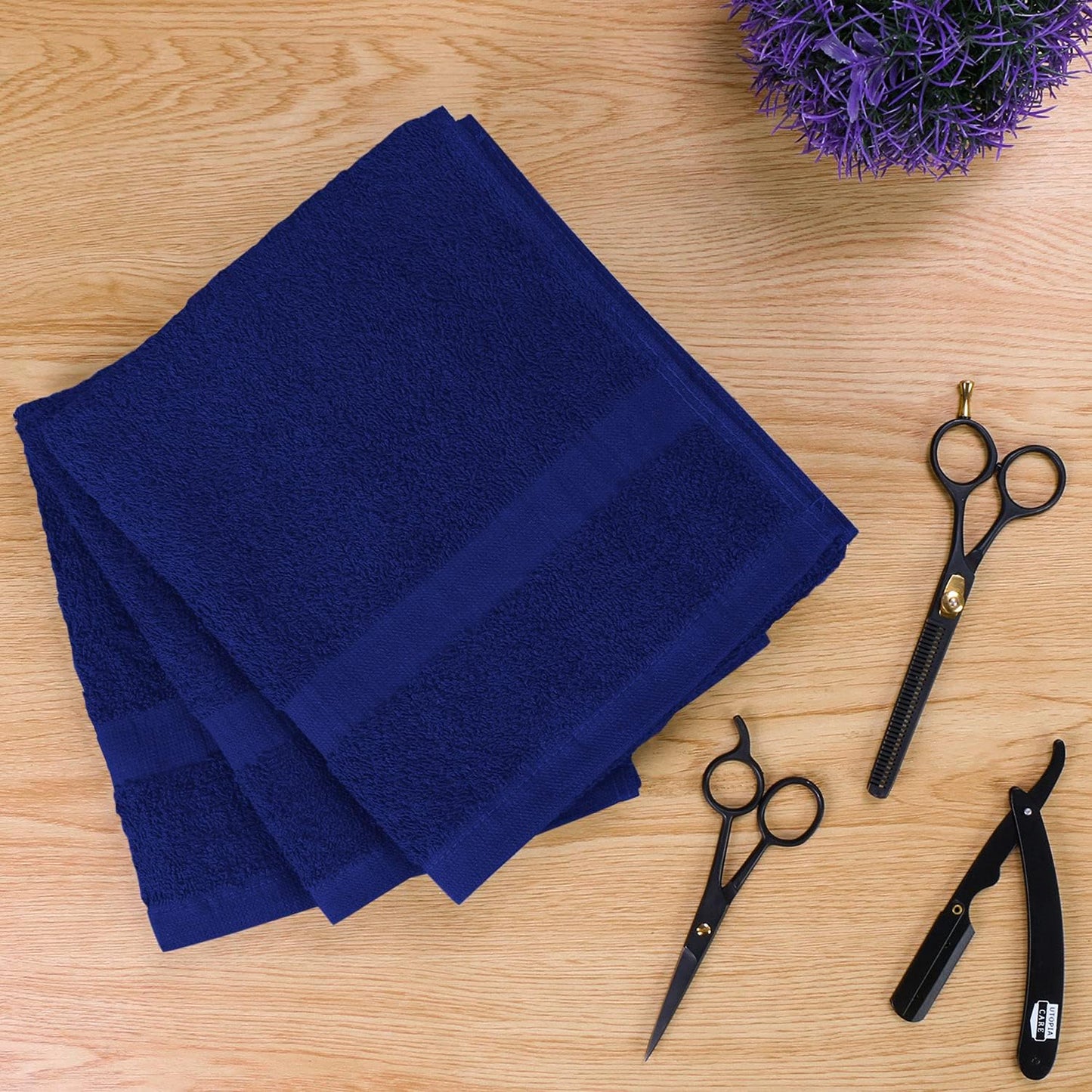 Utopia Towels, Salon Towel, Pack of 24, Not Bleach Proof, 16 by 27 Inches, Highly Absorbent Cotton Towels for Hand, Gym, Beauty, Spa, and Home Hair Care, Royal Blue