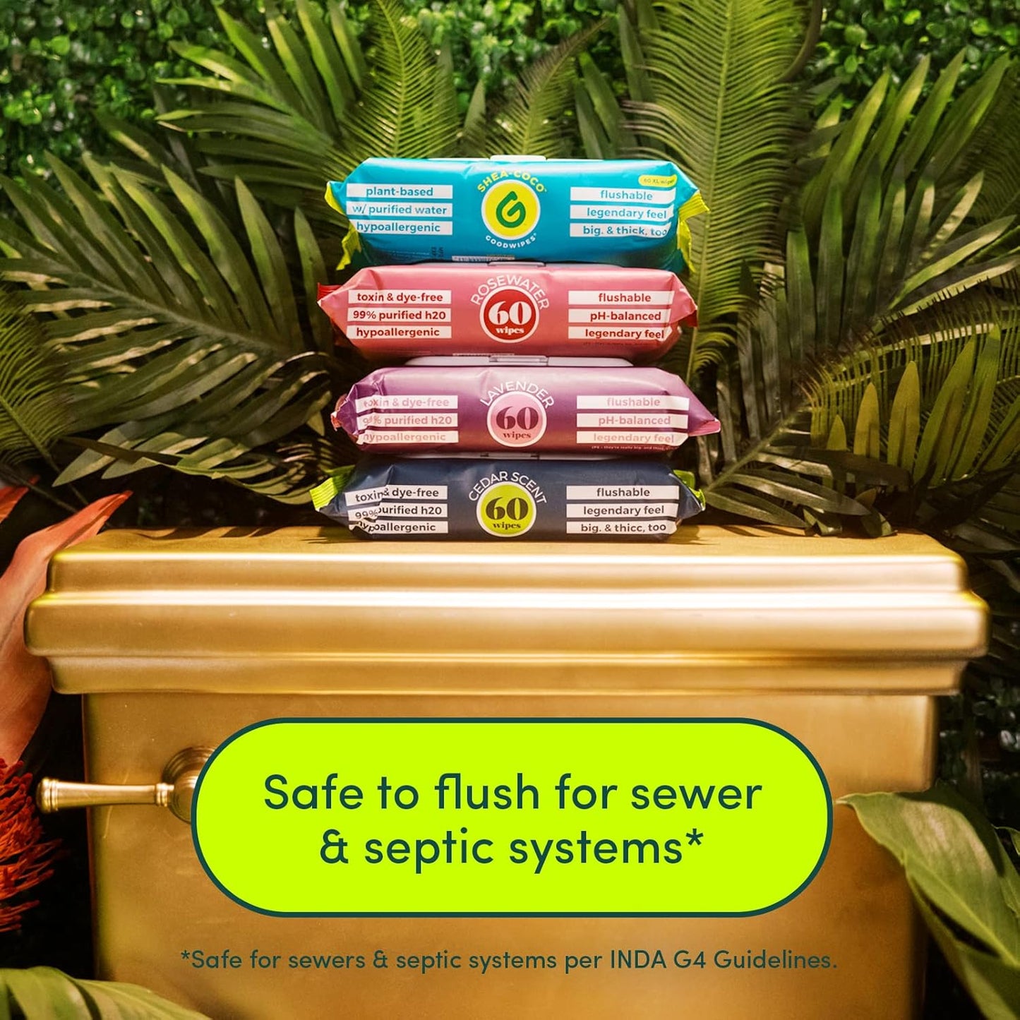 Goodwipes Flushable Butt Wipes Made with Vitamin E & Aloe – Soft & Gentle Wet Wipe Dispenser for Home Use, Septic & Sewer Safe – Largest Adult Toilet Wipes – Rosewater, 60 Count