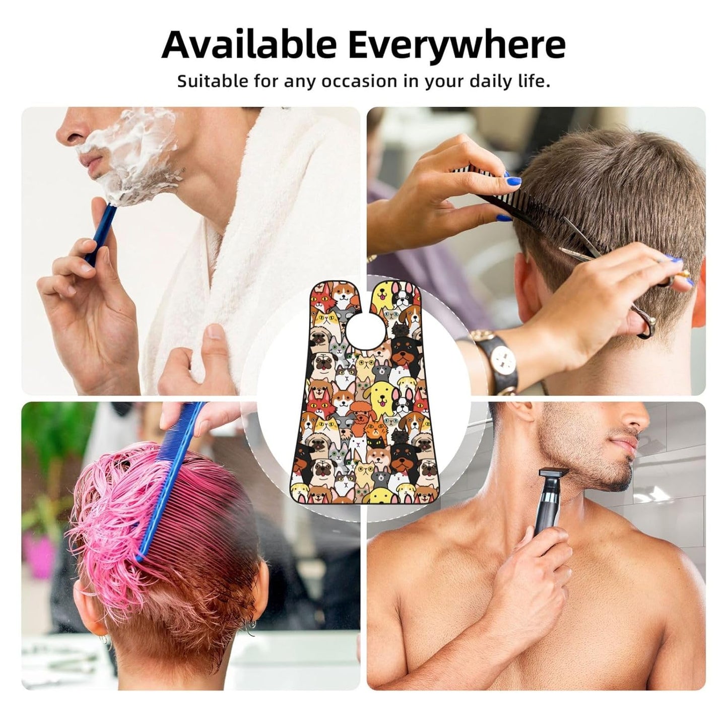 Dogs Cats Beard Bib Apron, Beard Hair Catcher For Men Shaving, Waterproof With Suction Cups