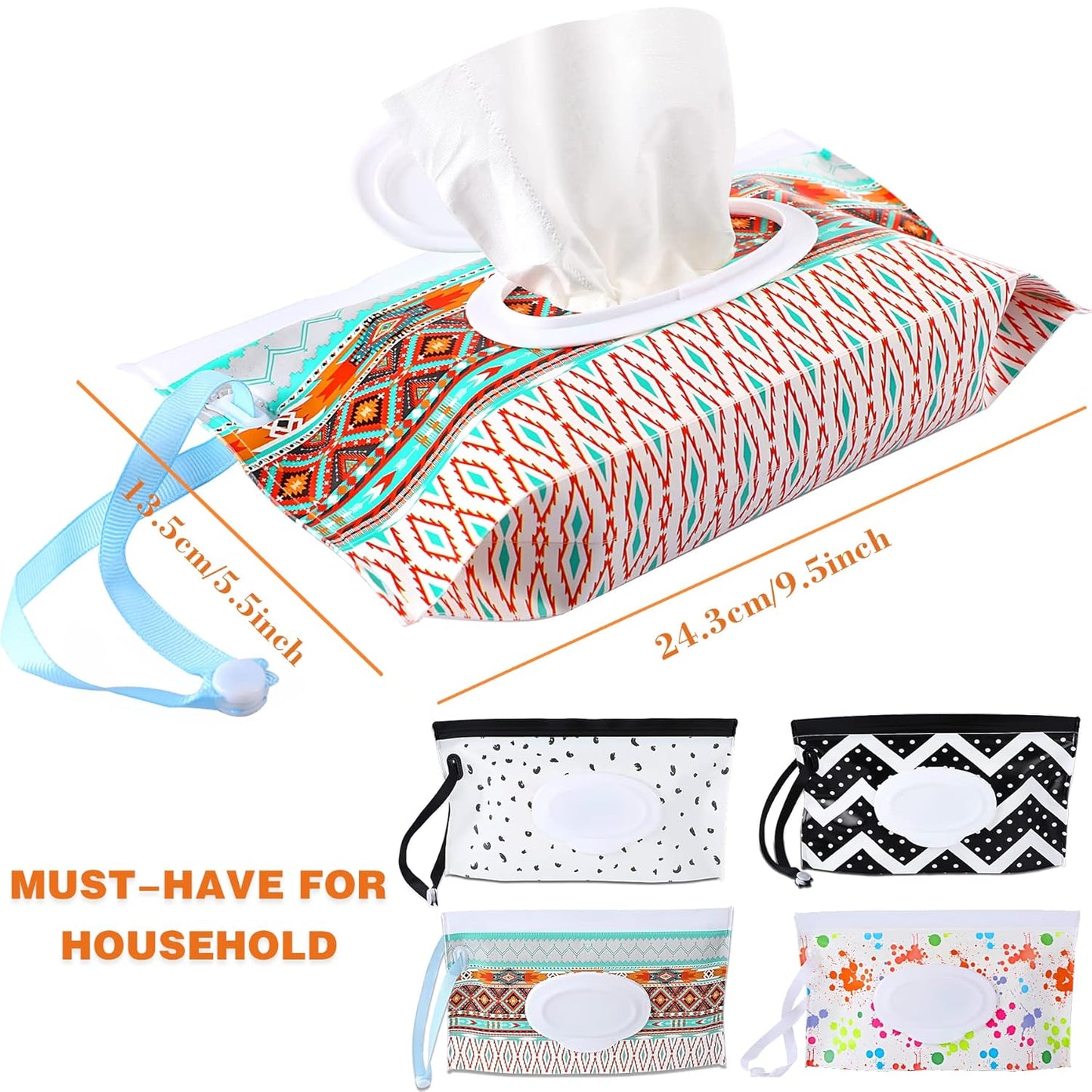 FEBSNOW 4 Pack Baby Refillable Baby Wet Wipe Dispenser, Reusable Wipes Pouch Container, Lightweight Portable Travel Wipes Holders