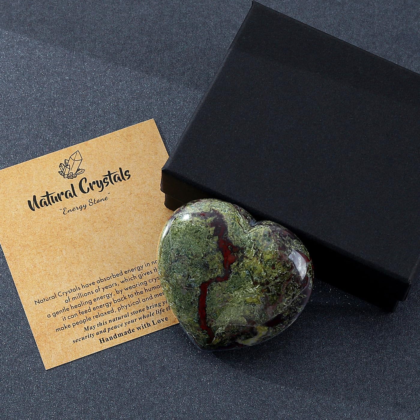 MAIBAOTA 60 mm Dragon Stone Crystals Large Heart Stone Healing Crystals Natural Crystal Heart Reiki Gemstone Polished Heart Shaped Rocks Meditation Mothers Day Crystal Gifts for Mom Her