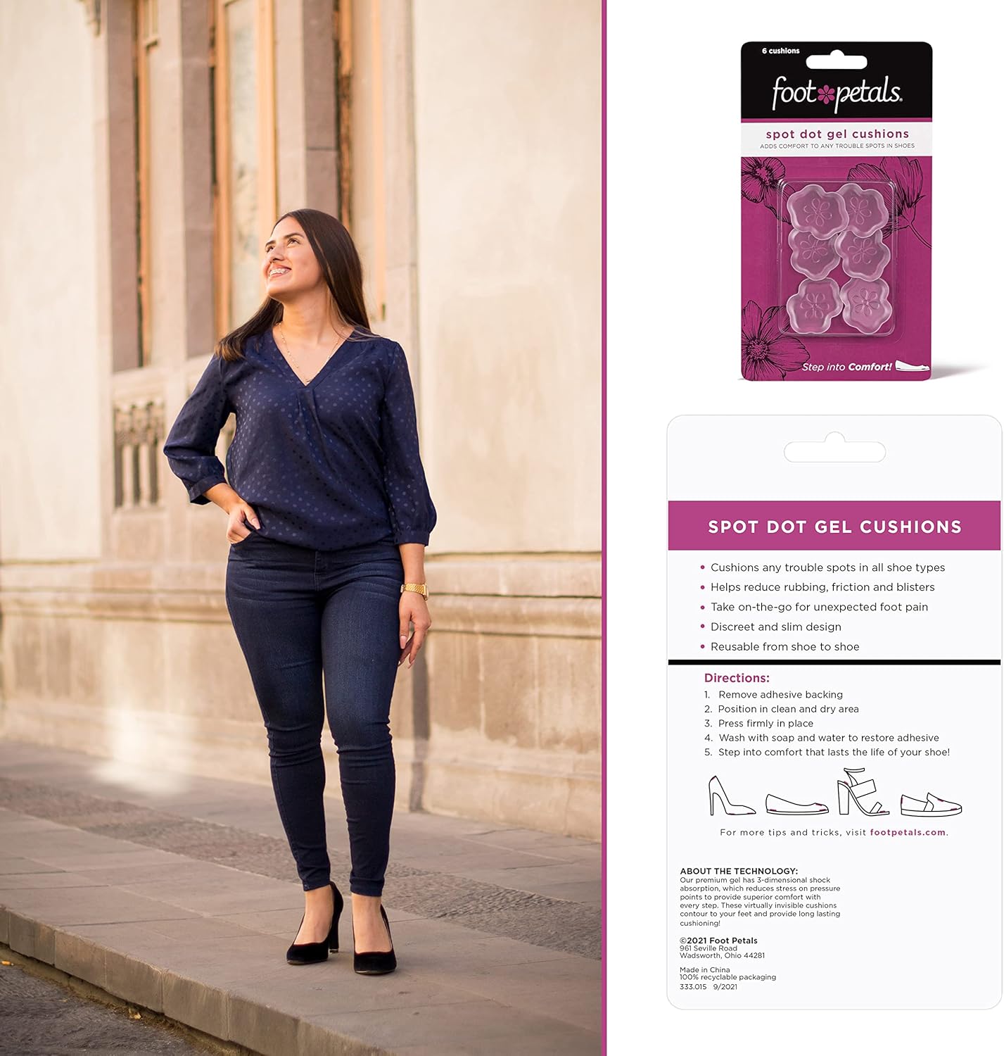 Foot Petals Spot Dot Cushion, Pressure Point Solution for Blister Relief, Rub Protection, Women's Heels, Pumps, Flats