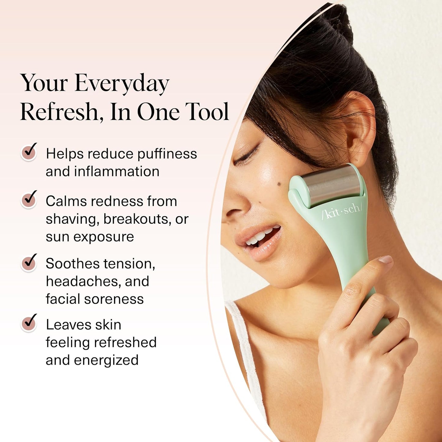 Kitsch Ice Roller for Face – Stainless Steel Face Ice Roller to Reduce Puffiness, Redness & Headaches – Cooling Facial Roller for Skin Care, Irritation Relief & Spa-Like Experience at Home - Mint