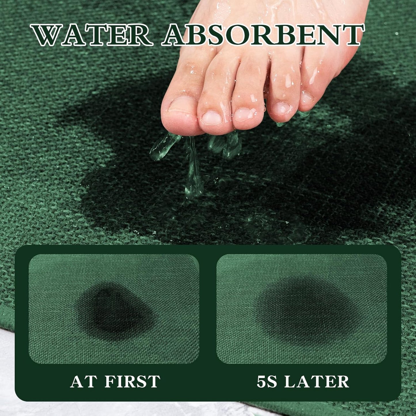 chakme Bathroom Rugs Mat 59x17, Ultra Thin Non Slip Bath Mats Runner Quick Dry Absorbent Bath Mat for Bathroom Floor, (Green, 59"x17")