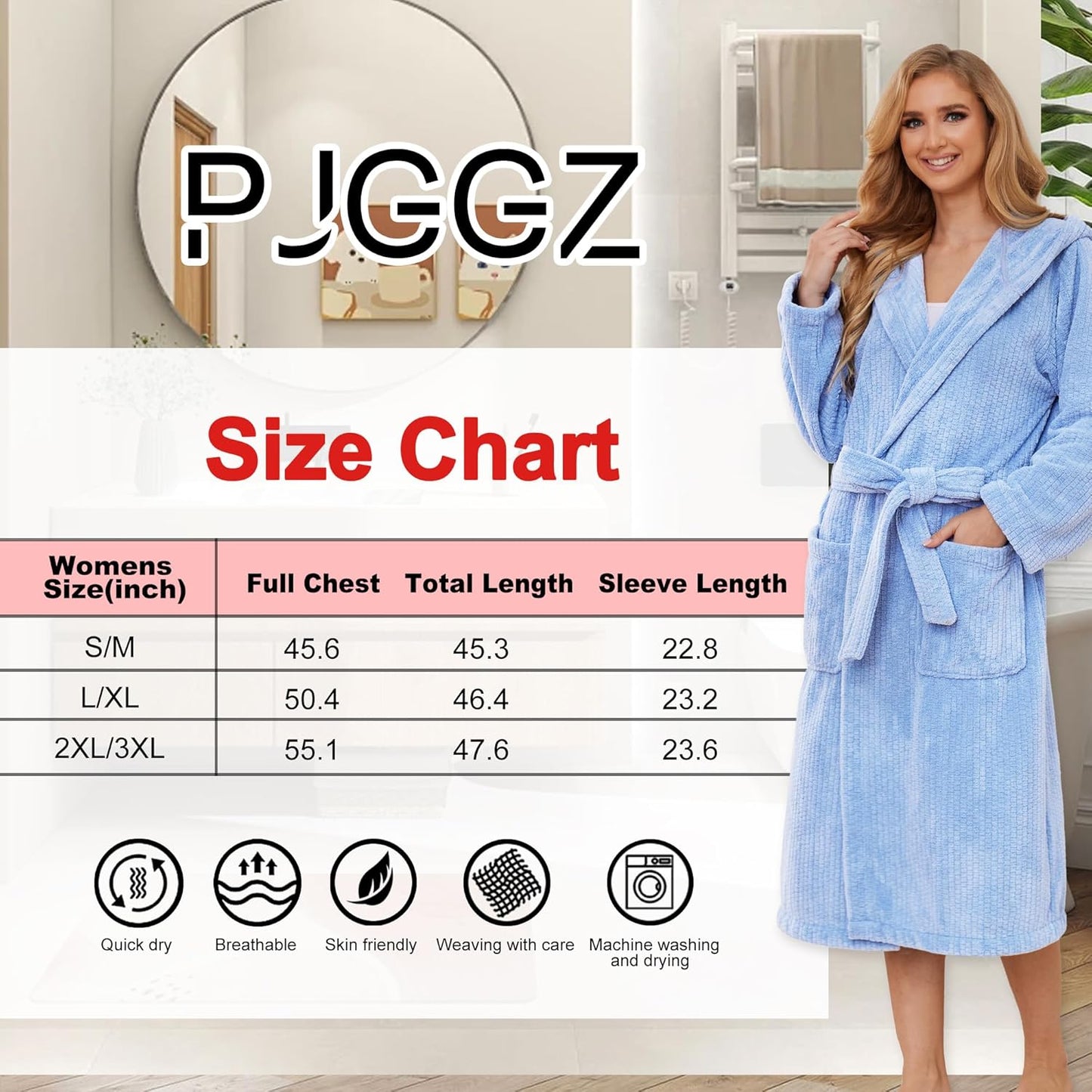 Hooded Bathrobes for Women, Soft Long Towel Robes for Women - Quick Dry yet Warm