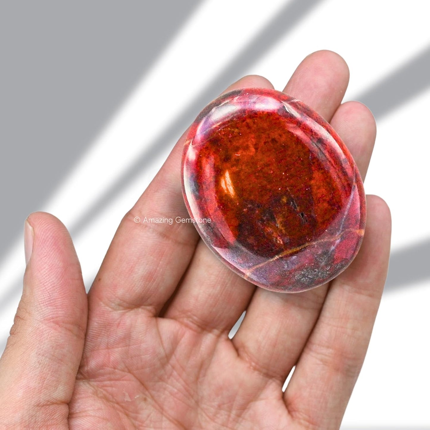 Amazing Gemstone Red Jasper Hematite Crystals and Healing Stones - Large Palm Stone Crystals Piedra - Crystal for Good Luck, Positive Energy, Meditation - Unique Stocking Stuffers Birthday Gifts