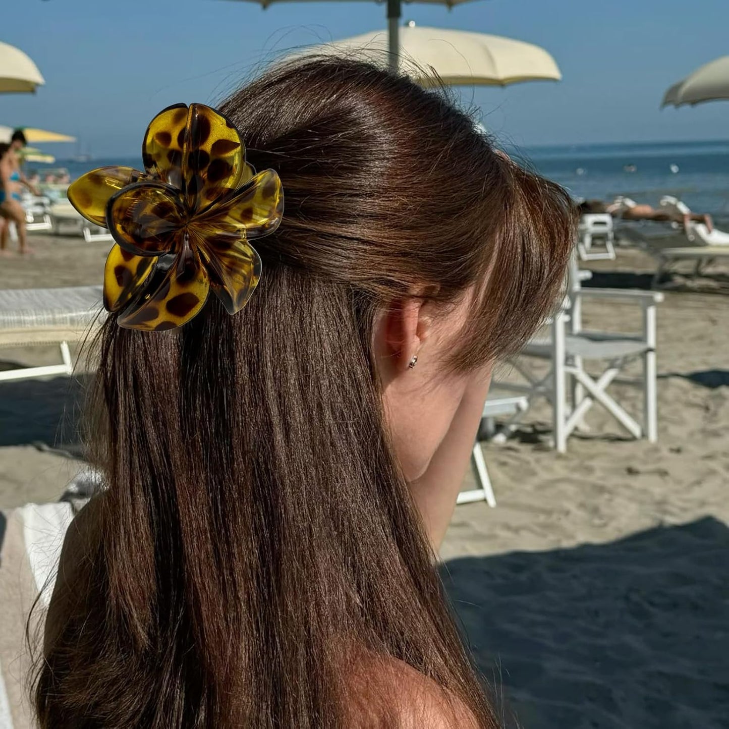 Flower Hair Claw Clips for Women, 6 Pack Hawaiian Flower Hair Clips, Large Leopard-prints Claw Clips for Thick Thin Hair, Summer Beach Hair Accessories for Women Girls (LP-6 Colors)