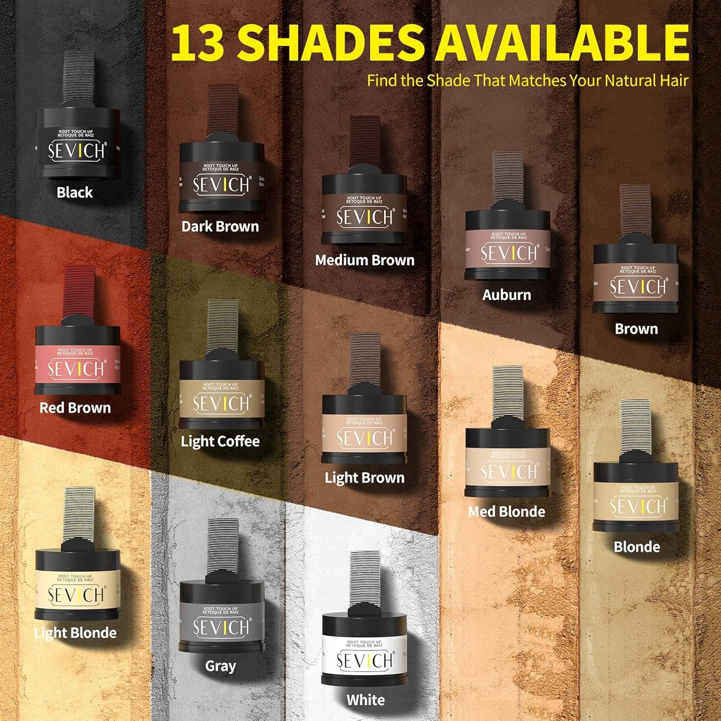 SEVICH Hairline Powder (Replaceable) With Brush & Root Touch-Up for Sparse Hairlines & Gray Coverage, Quick Hair Color Repair, Waterproof & Sweat-Proof, Travel-Friendly (Med Brown)