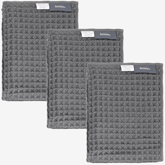Luxury Japanese Cotton Silk Waffle Bath Towel | Plush, Absorbent, and Quick Dry (Smoke Grey, Hand Towel (3 Pack))