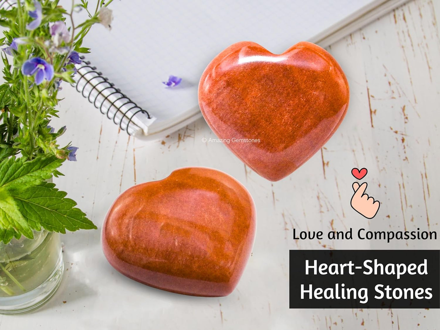 Amazing Gemstone Chocolate Jasper Crystal Heart Palm Stone - Pocket Massage Worry Stone for Natural Body Chakra Balancing, Reiki Healing and Crystal Grid
