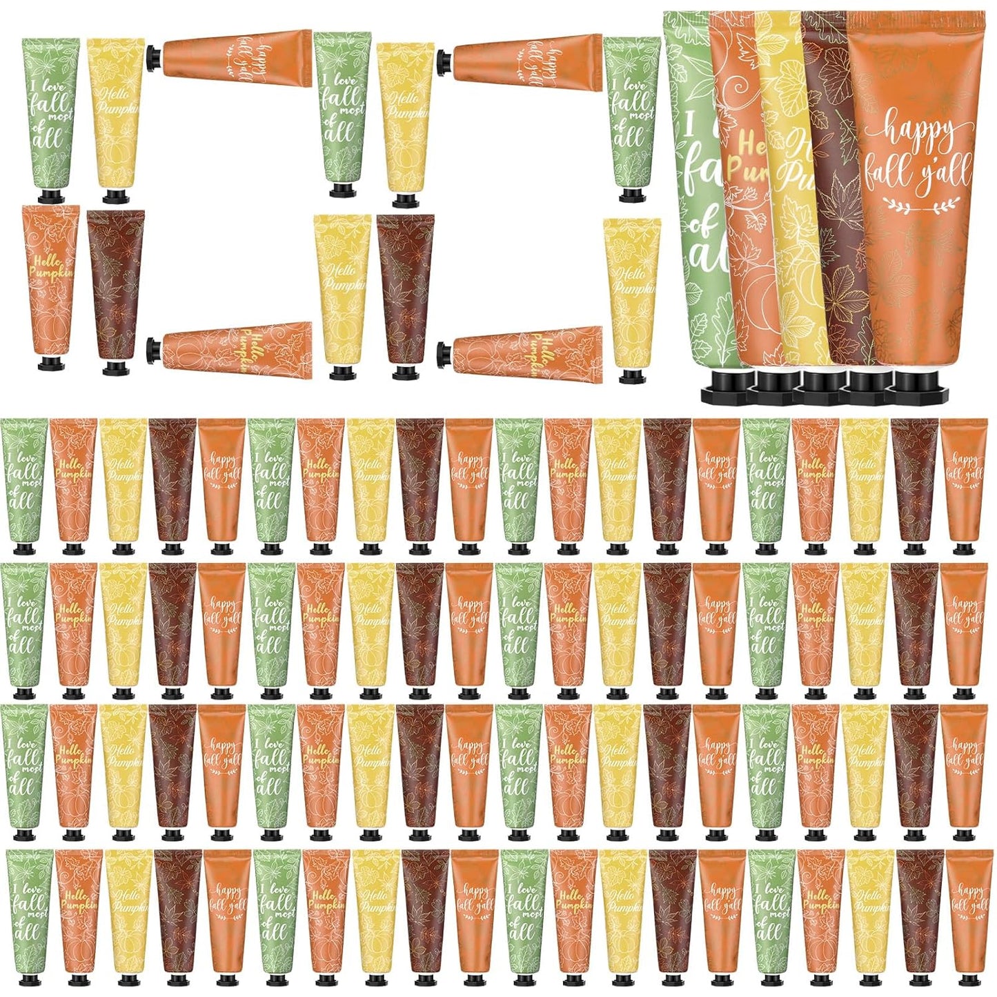 100 Pcs Thanksgiving Fall Hand Cream Bulk, Mini Pumpkin Lotion, 30ml Natural Botanical Fragrance Fall Lotion for Chapped Hands, Thanksgiving Favors, Employee Gifts, Baby Shower, Travel, Work, Team