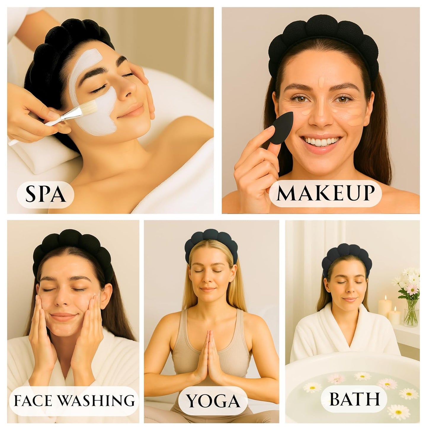 Terry Cloth Skincare Headband for Washing Face - Makeup Headband for Women, Spa Hairband, Bubble Band, Face Wash Accessory, Getting Ready for Skincare Routine