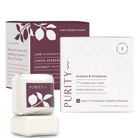 Large Shower Steamers (12 Pack-1.75oz Each) Chakra Aromatherapy Optimism & Self-Esteem-Ideal Men/Women/Teens Christmas & Birthdays (7th Chakra - Verbana, Coconut, & Lime)