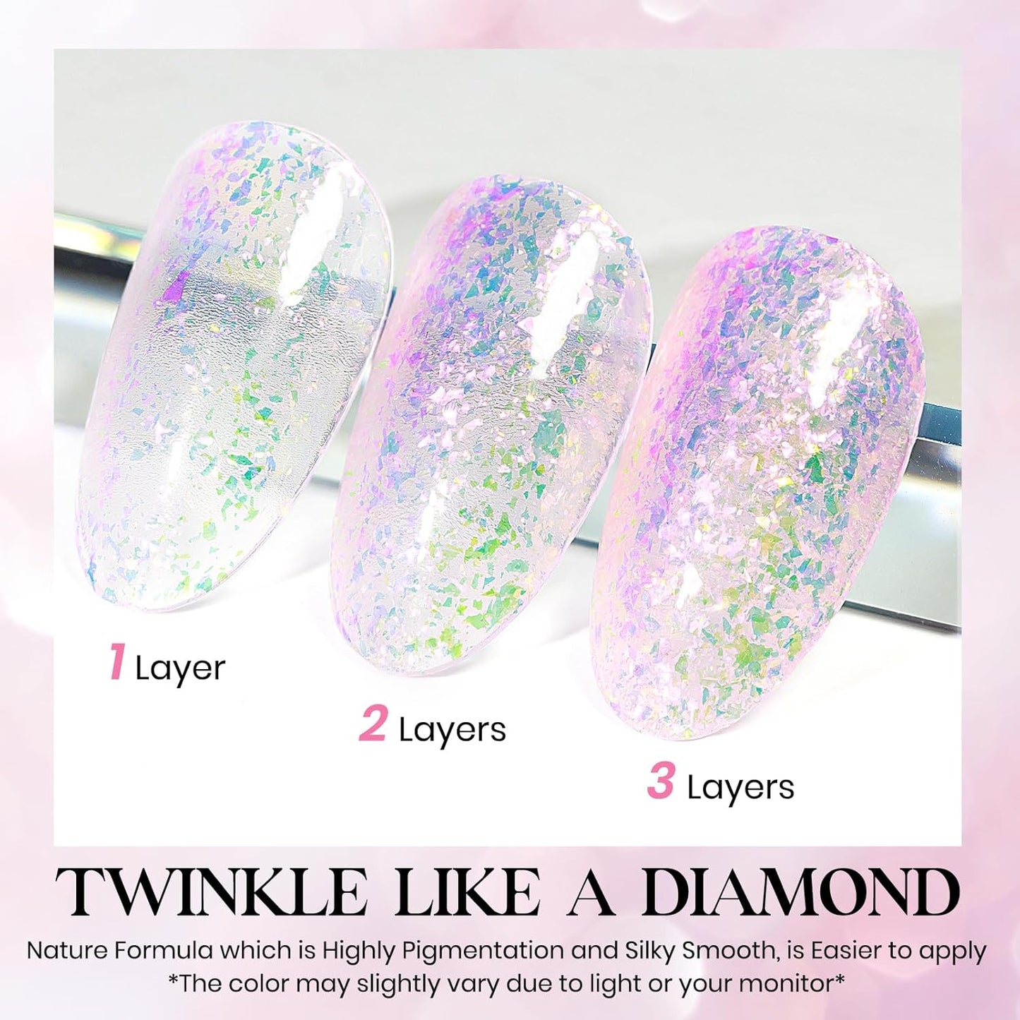 MIZHSE Nail Polish: 15Ml Mermaid Pearl Nail Polish Pink Aurora Sequins Effect Nail Polish, Fingernail and Toenail Polish Glossy Long Lasting Nail Polish Trendy DIY at Home Nail Gift Spree