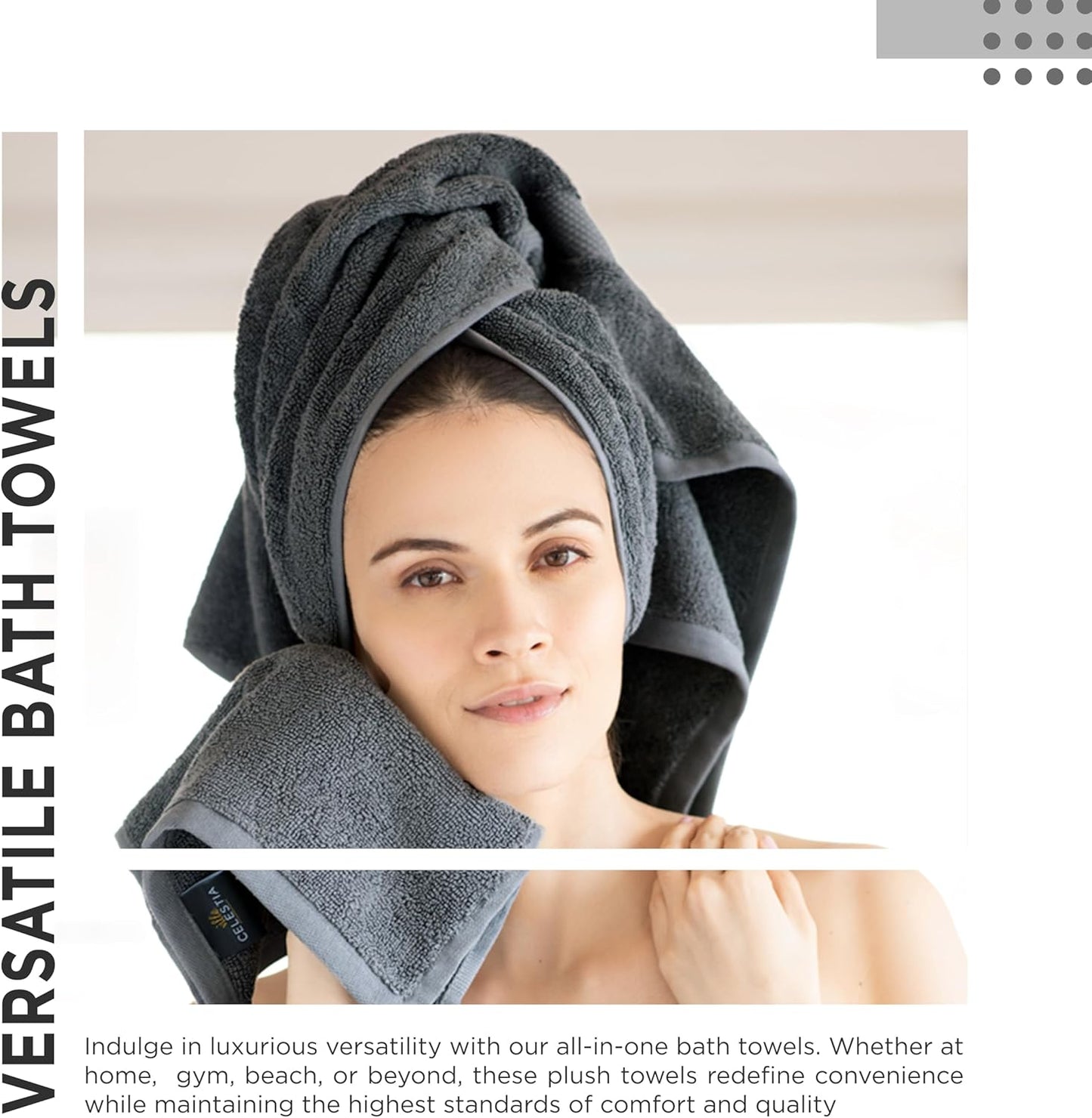 600 GSM 100% Cotton Bath Towels, Grey, Set of 4, Highly Absorbent, Plush, Soft, Quick Dry, 4 Pieces Combed Cotton Luxury Towels for Hotels, Spa, Salon, Bathroom, Dorm, Pack of 4