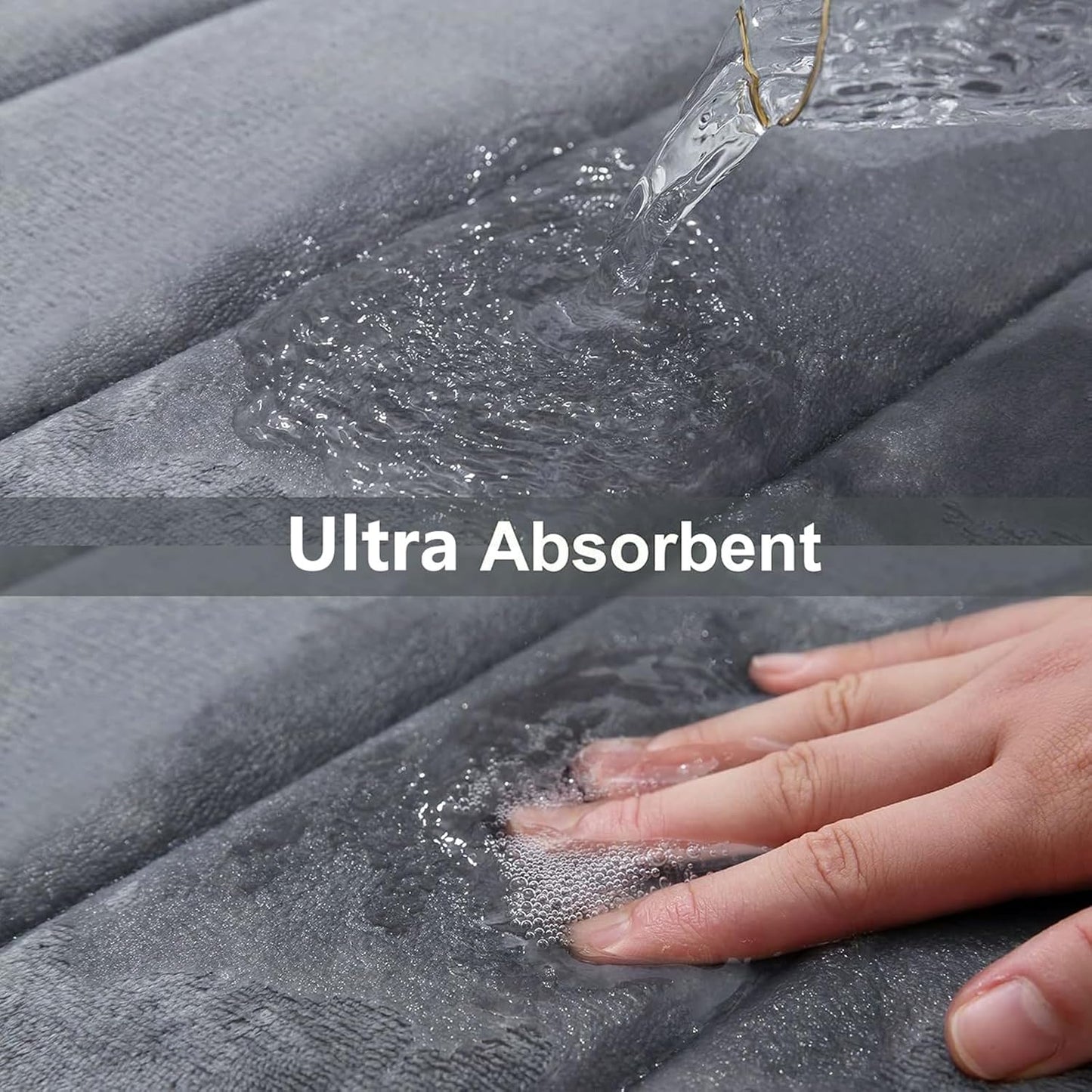 Buganda Memory Foam Bath Mat, 70" x 46", Ultra Soft and Non-Slip Bathroom Rugs, Water Absorbent and Machine Washable Bath Rug Runner for Bathroom, Shower, and Tub, Dark Grey