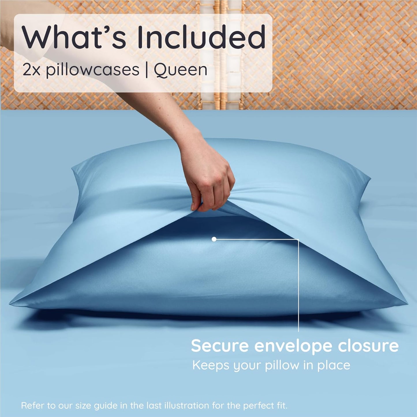 Bambaw 100% Viscose Derived from Bamboo Pillowcases Queen Size – Set of 2 Cooling Pillow Cases Queen Size with Envelope Closure, Super Soft Pillow Cases, Anti Acne Pillow Case (Dream Blue)