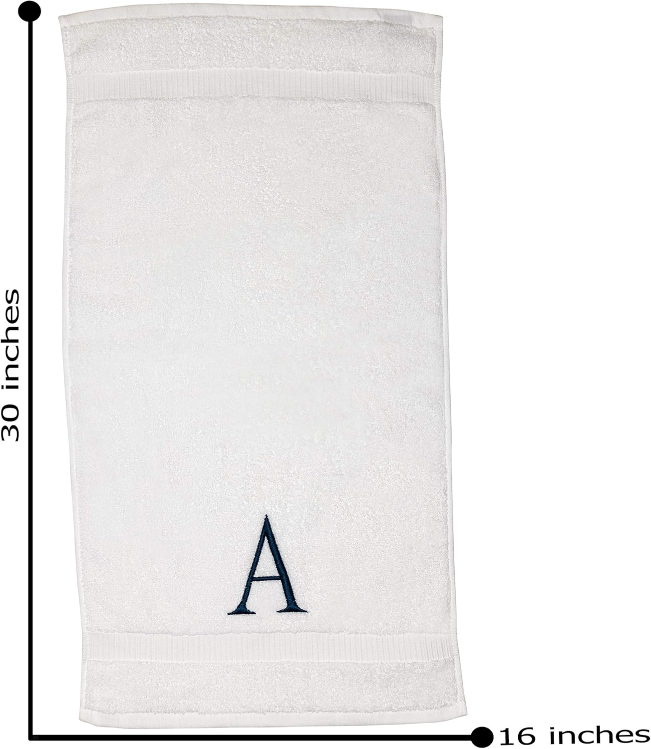 Monogrammed Hand Towels for Bathroom - Luxury Hotel Quality Personalized Initial Decorative Embroidered Bath Towel for Powder Room, Spa - GOTS Organic Certified - Set of 2 Navy Letter A