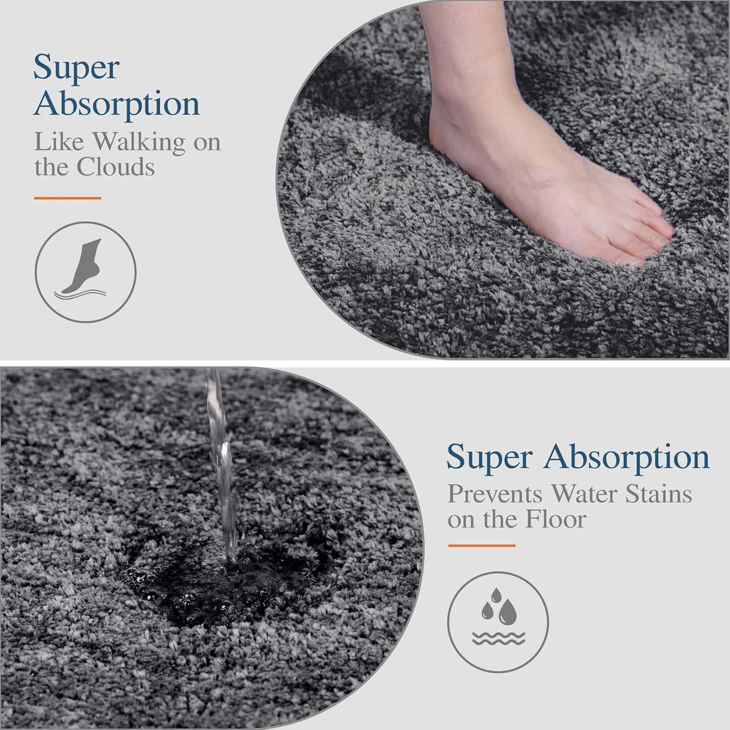 Walensee Large Bathroom Rug (24 x 72, Dark Grey) Extra Soft and Absorbent Shaggy Bath Mat Machine Washable Microfiber Non Slip Luxury Floor Mat