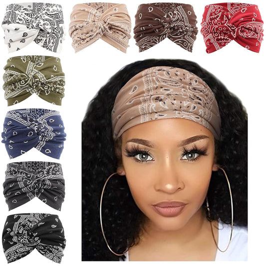 Extra Wide Headbands for Women Large Turban Headband Non Slip Boho Elastic Hairband Hair Twisted Knot Head Bands Accessories