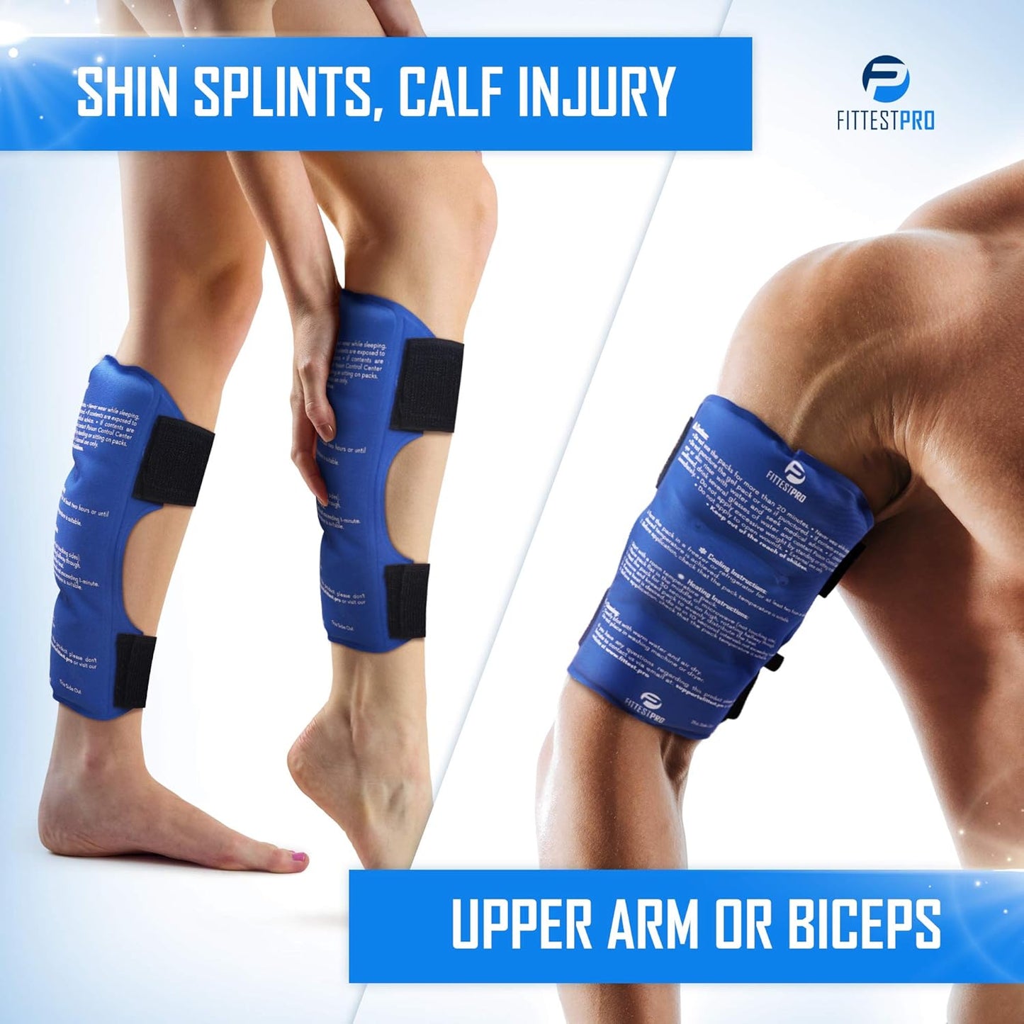 Shin Splint Ice Packs, HSA and FSA Eligible Reusable Hot and Cold Therapy Wrap | Leg or Calf Pain Relief | Advanced Soft Gel Technology | Freezable and Microwavable | Running Injuries & Recovery