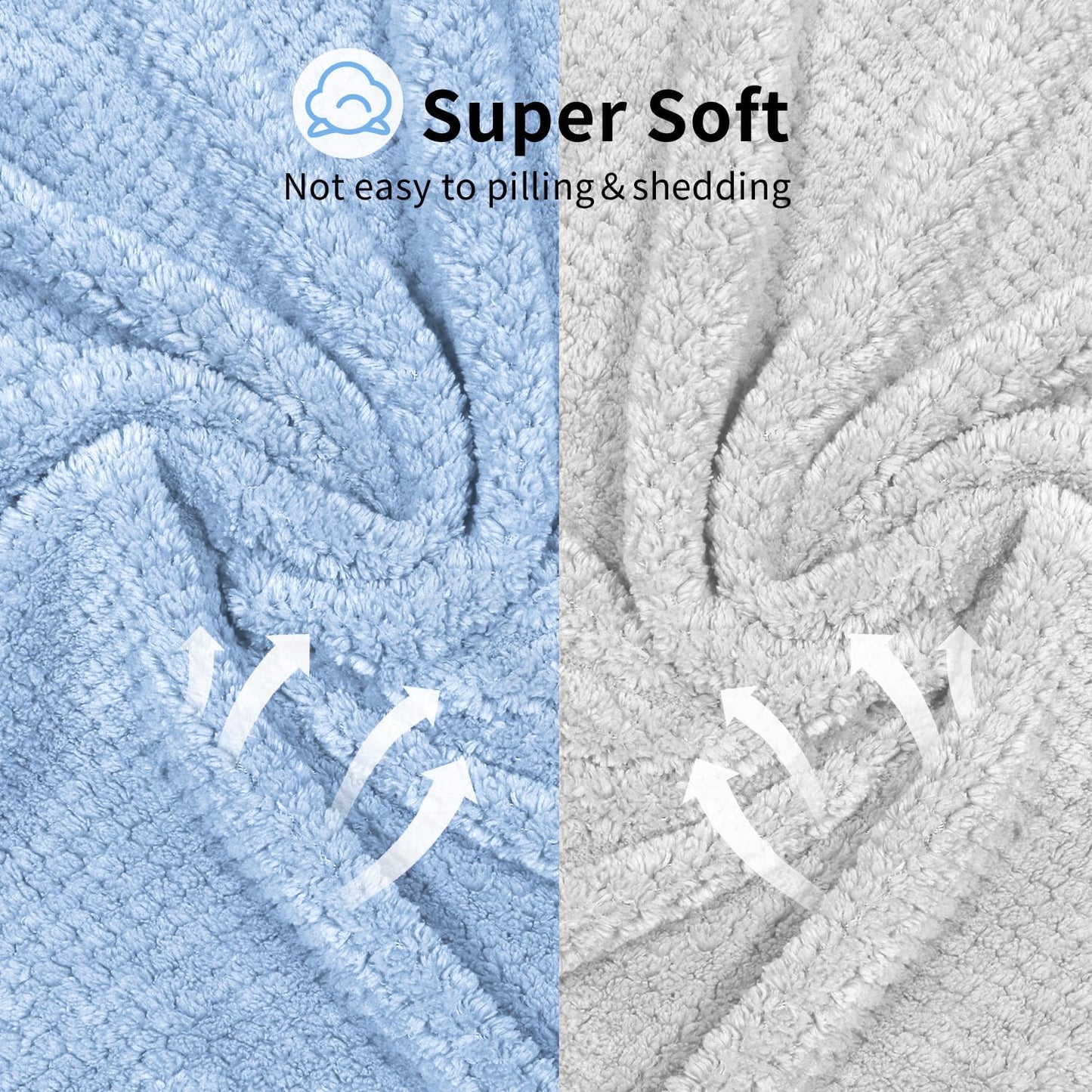 2 Pack Extra Large Microfiber Hair Towel Wrap for Women, 37.4" x 26.4" Super Absorbent & Quick Dry with Elastic Strap for Curly Hair (Blue)