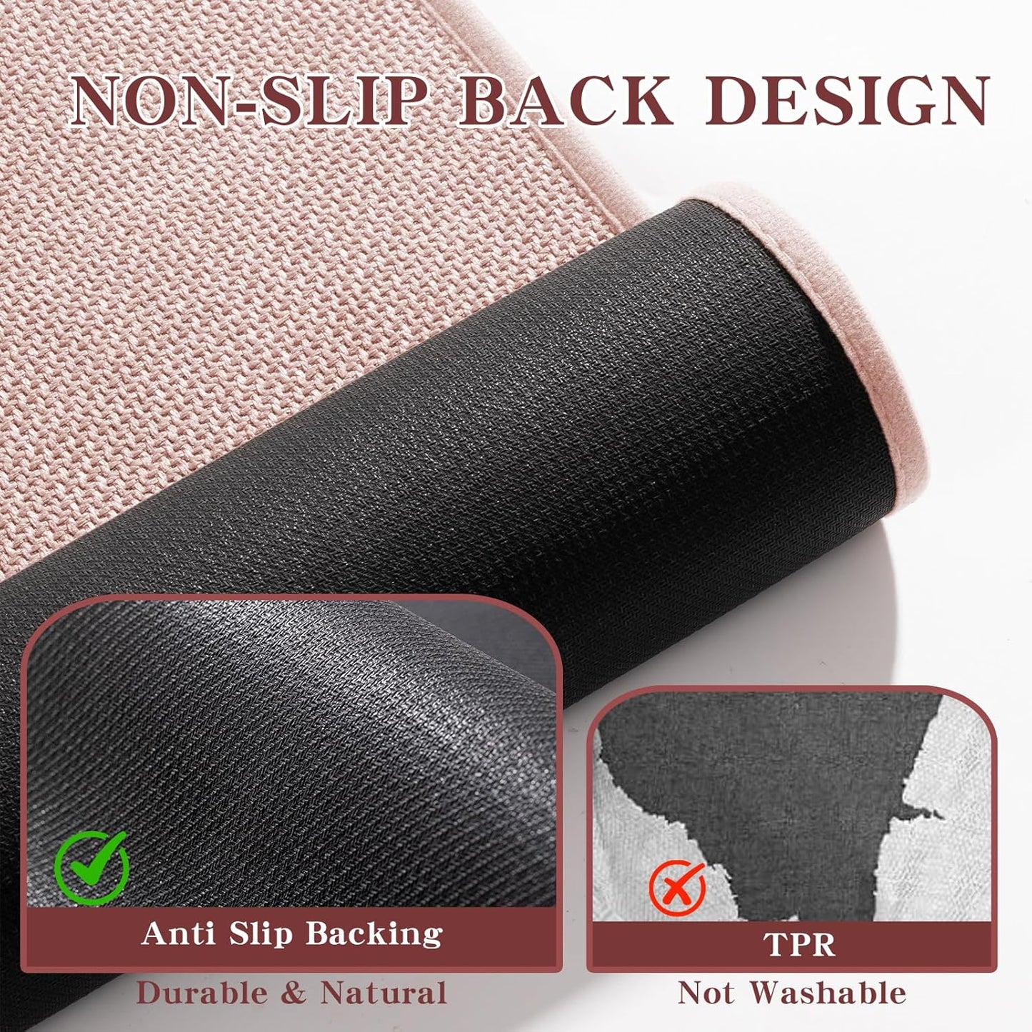 chakme Bathroom Rugs Mat 59x25, Ultra Thin Non Slip Bath Mat Large Quick Dry Absorbent Bath Mat for Bathroom Floor, (Pink, 59"x25")