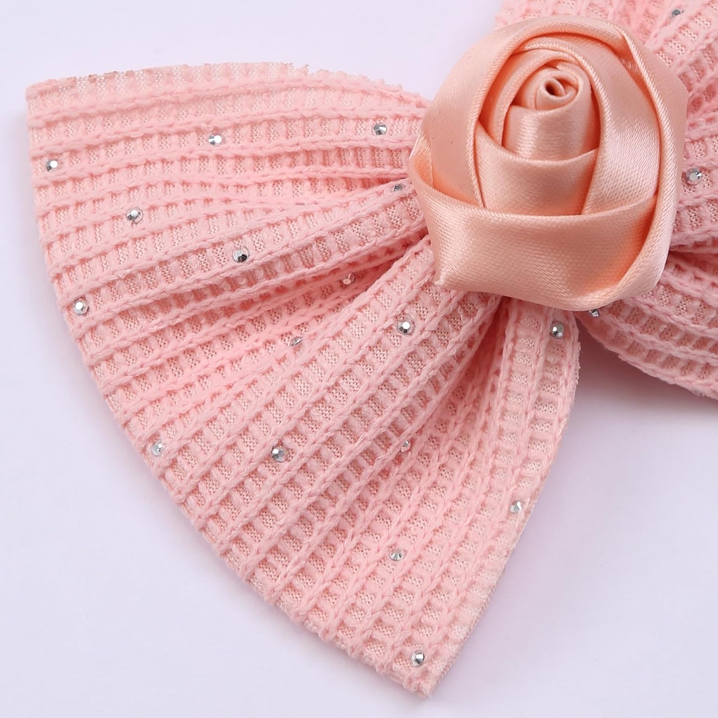 Elegant Hair Bow Set Sweet Styles with Crystal and Pearl Accents Fashion Hair Clips for Girls (Pink/Champagne/Orange)