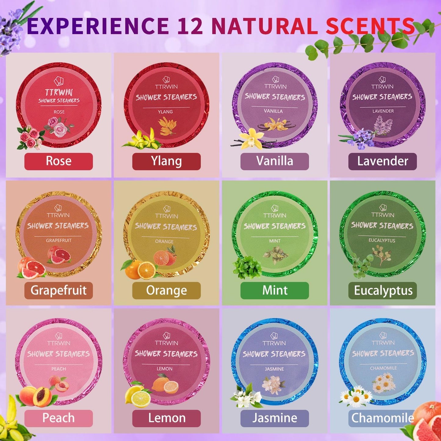 Shower Steamers Aromatherapy 24 Pack Shower Bombs with Natural Essential Oils, Home SPA Stress Relief Christmas Stocking Stuffers Birthday Gifts for Women Mom Men Self Care Relaxation