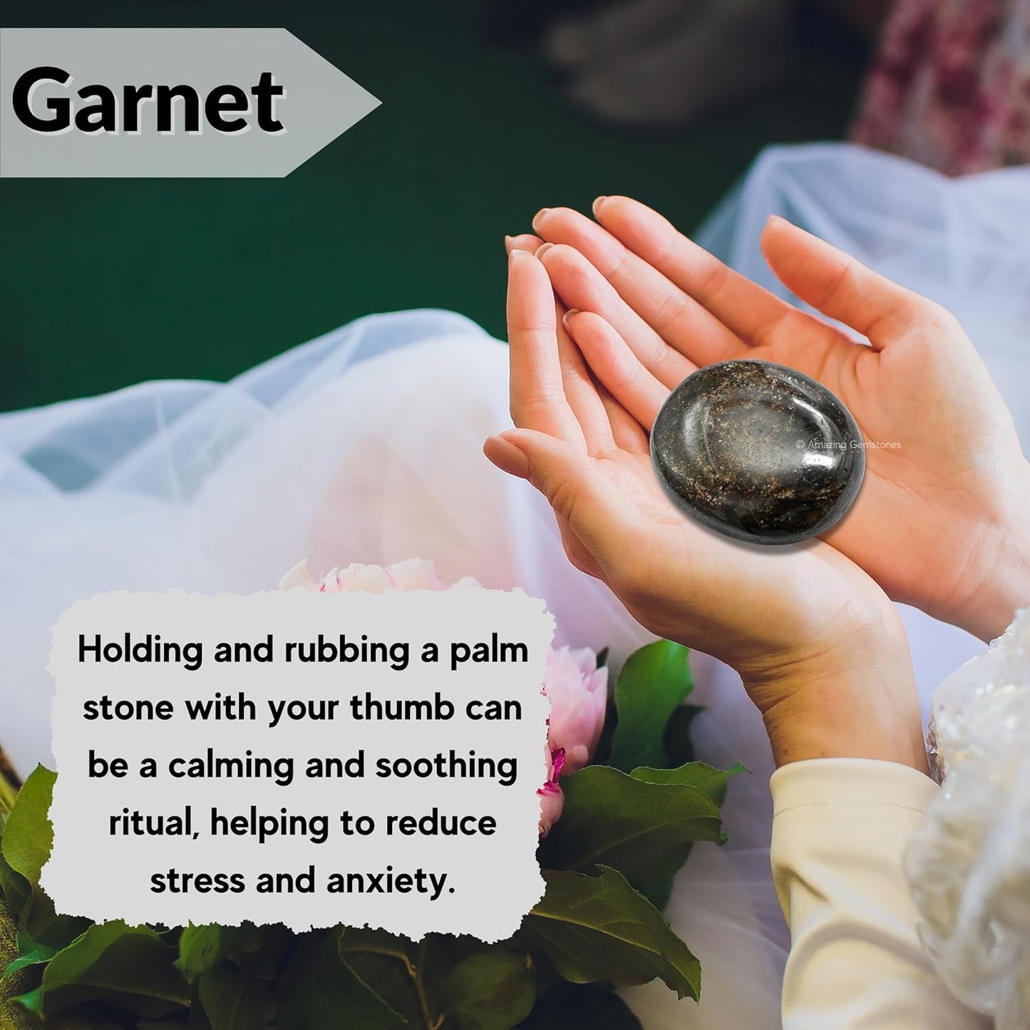 Amazing Gemstone Garnet Crystals and Healing Stones - Large Palm Stone Crystals Piedra - Crystal for Good Luck, Balanced Positive Energy, Meditation - Unique Stocking Stuffers Gifts for Women, Men