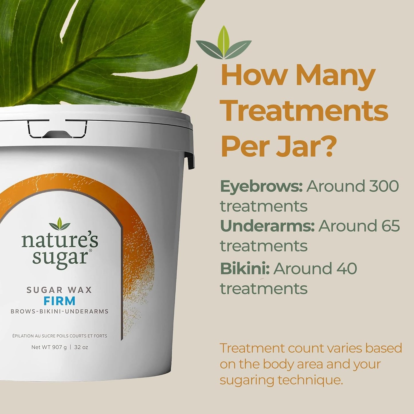 Nature's Sugar Wax Firm Sugaring Paste for Coarse Hair on Brows, Bikini, Underarms - 32oz - Sugar Wax Hair Removal for All Skin Types - Vegan and Cruelty-Free