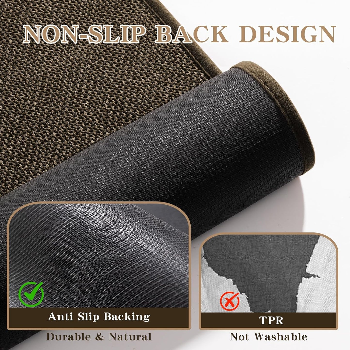 chakme Bathroom Rugs Mat 59x24, Ultra Thin Non Slip Bath Mat Large Quick Dry Absorbent Bath Mat for Bathroom Floor, (Brown, 59"x24")