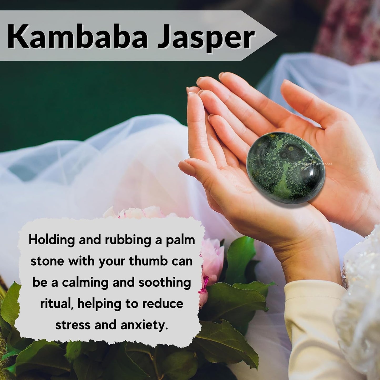 Amazing Gemstone Kambaba Jasper Crystals and Healing Stones - Large Palm Stone Crystals Piedra - Crystal for Good Luck, Balanced Positive Energy, Meditation - Unique Stocking Stuffers, Gifts for Women