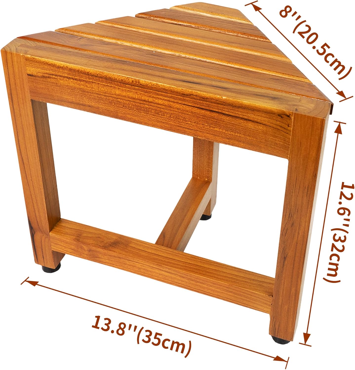 VaeFae Teak Shower Corner Bench, Wooden Foot Rest, Shower Bench for Shaving, Corner Shower Stool for Inside Shower, Bathroom