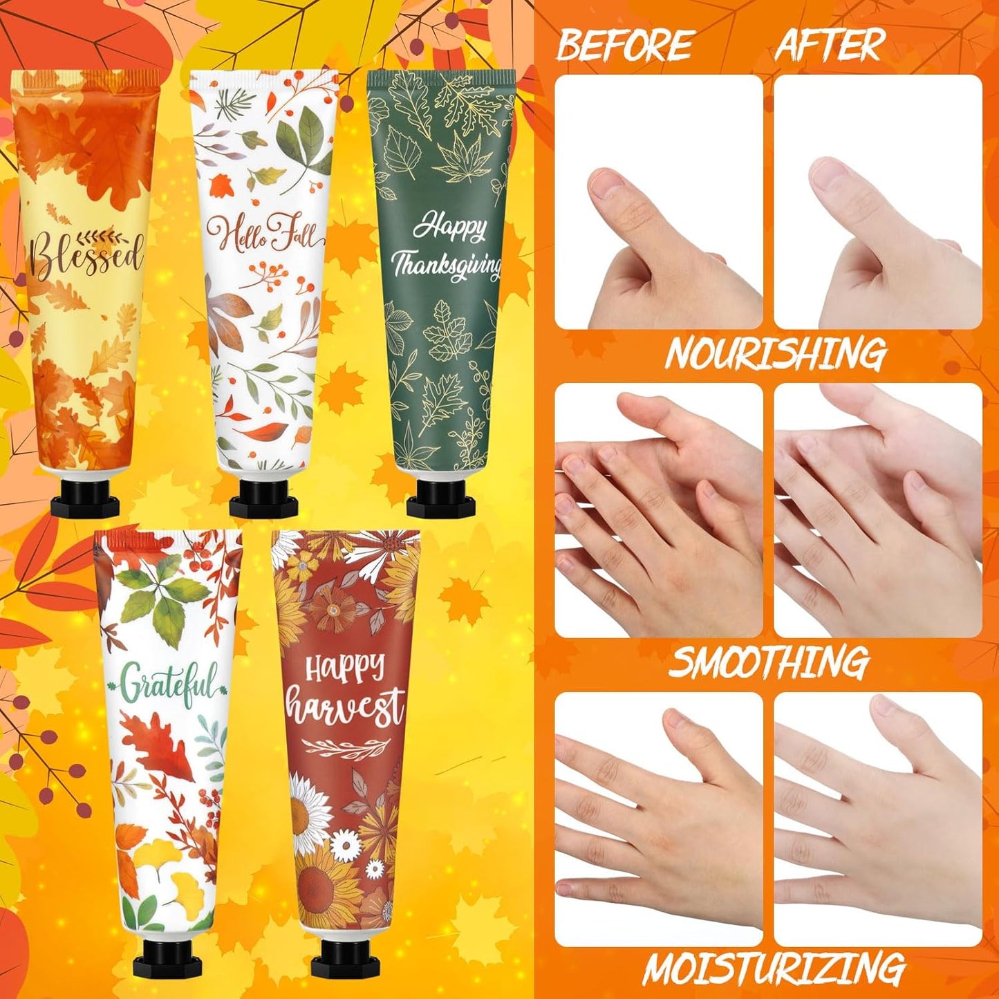20 Pcs Thanksgiving Fall Hand Lotion Gifts Bulk for Women Maple Leaves Hand Cream 30ml Natural Botanical Fragrance Mini Lotion for Chapped Hands Travel Thanksgiving Autumn Party Supplies