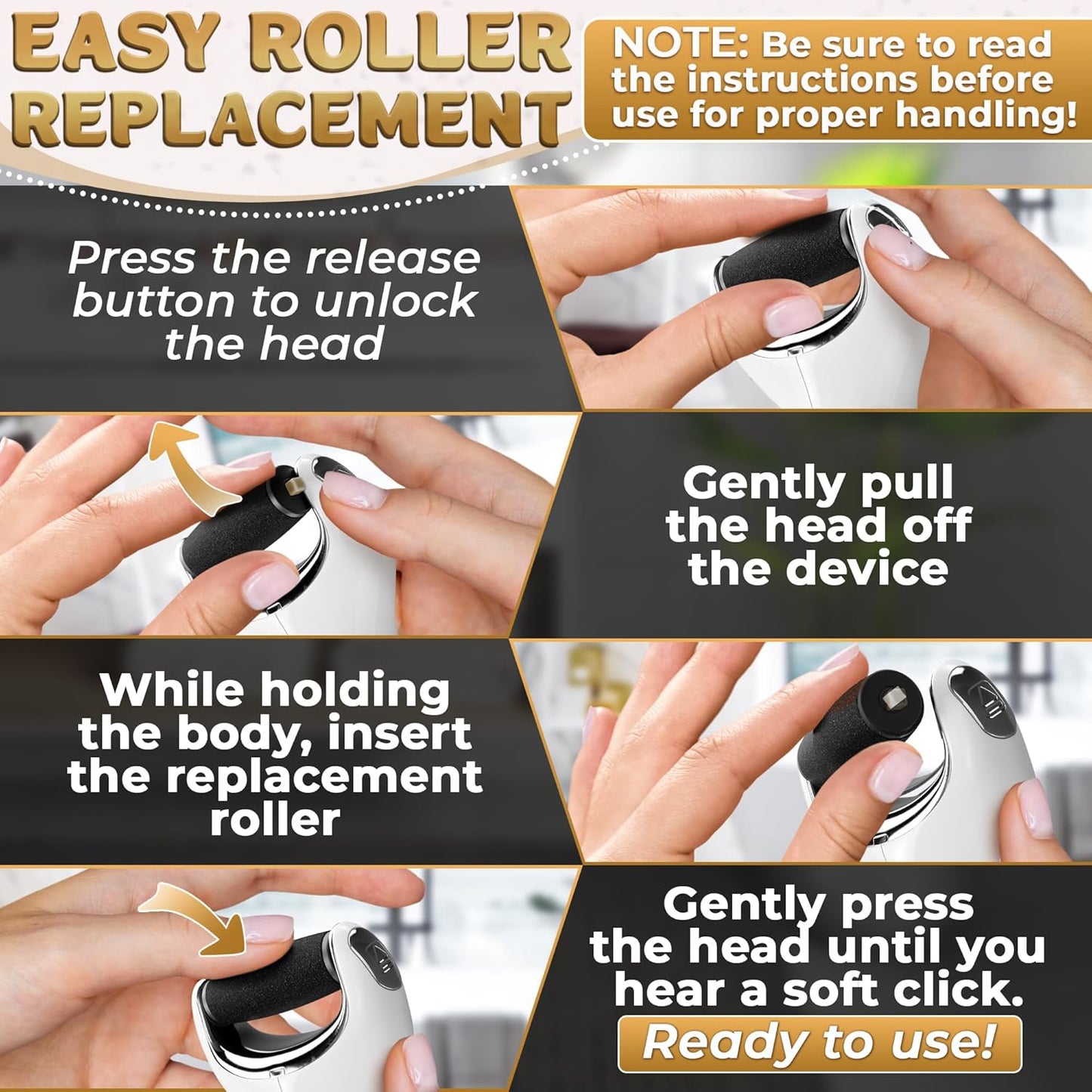 Rechargeable Electric Foot Callus Remover Tool – 3-Speed Foot Sander (1800/2200/2800 RPM), Electric Callus Remover for Feet, Pedicure Tools for Feet – 2000mAh, 120 Min Runtime, 2 Replacement Rollers