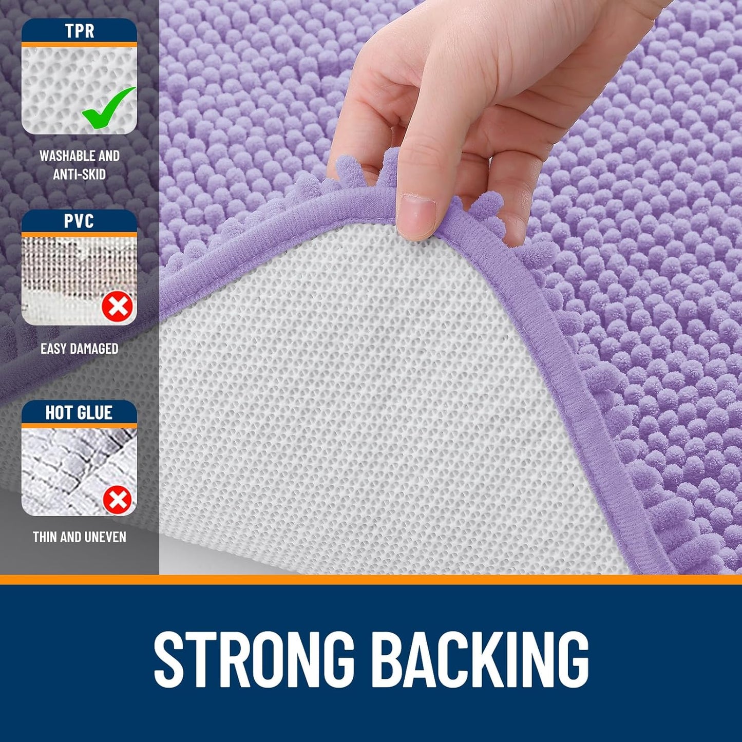 OLANLY Bathroom Rugs 30x20, Extra Soft Absorbent Chenille Bath Rugs, Rubber Backing Quick Dry, Machine Washable Bath Mats for Bathroom Floor, Tub and Shower, Home Decor Accessories, Lavender