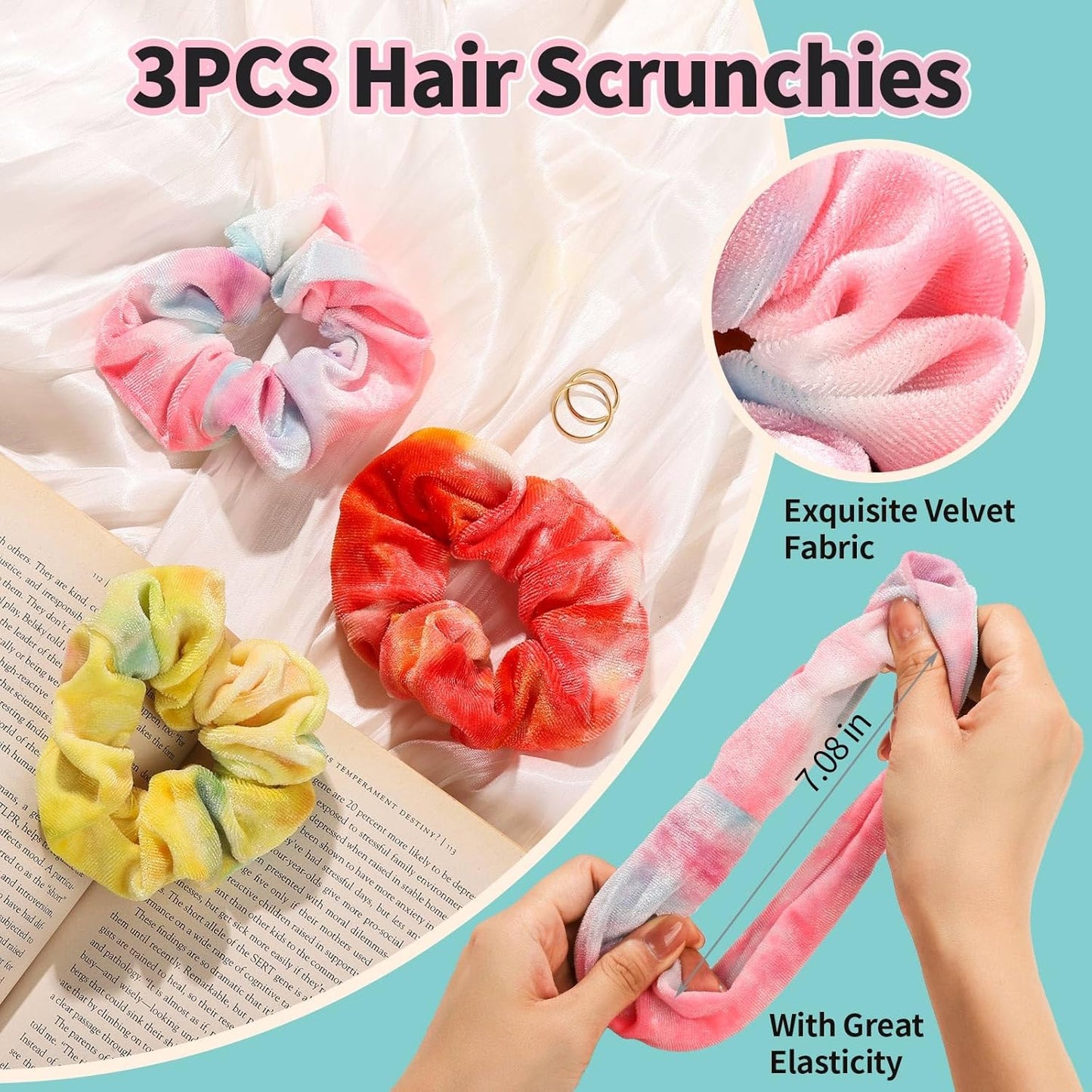 LEOBRO Spa Headband, Makeup and Skincare Headbands, Headband for Washing Face, Face Wash Skin Care Make Up Headbands, with Hair Scrunchies, Christmas Gifts for Teens, for Women, Girls