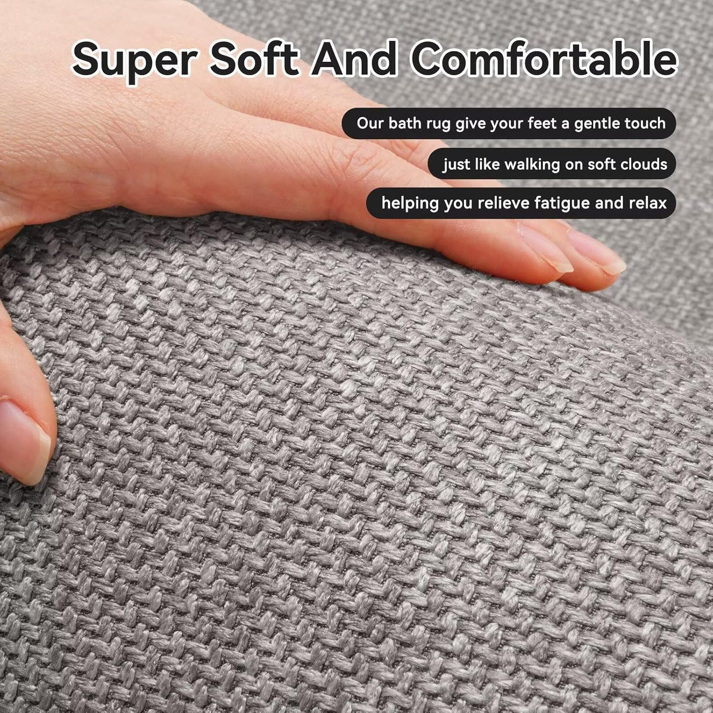 Non Slip Bath Mat Bathroom Rugs, Rubber Backing Braided Ultra Thin Bath Mats, Super Absorbent Quick Dry Bath Rug Shower Mat, Bathroom Floor Mat Fit Under Door, Machine Washable, Gray 24" x 35"
