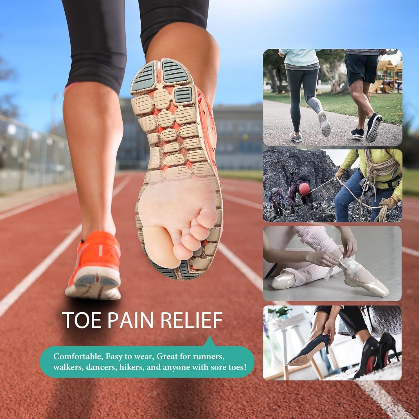 Welnove Gel Toe Cap and Protector - Silicone Toe Covers - Toe Cushions for Pain Relief, Missing or Ingrown Toenails, Corns, Calluses, Blisters (4 Large + 8 Medium, Beige), FSA or HSA Eligible