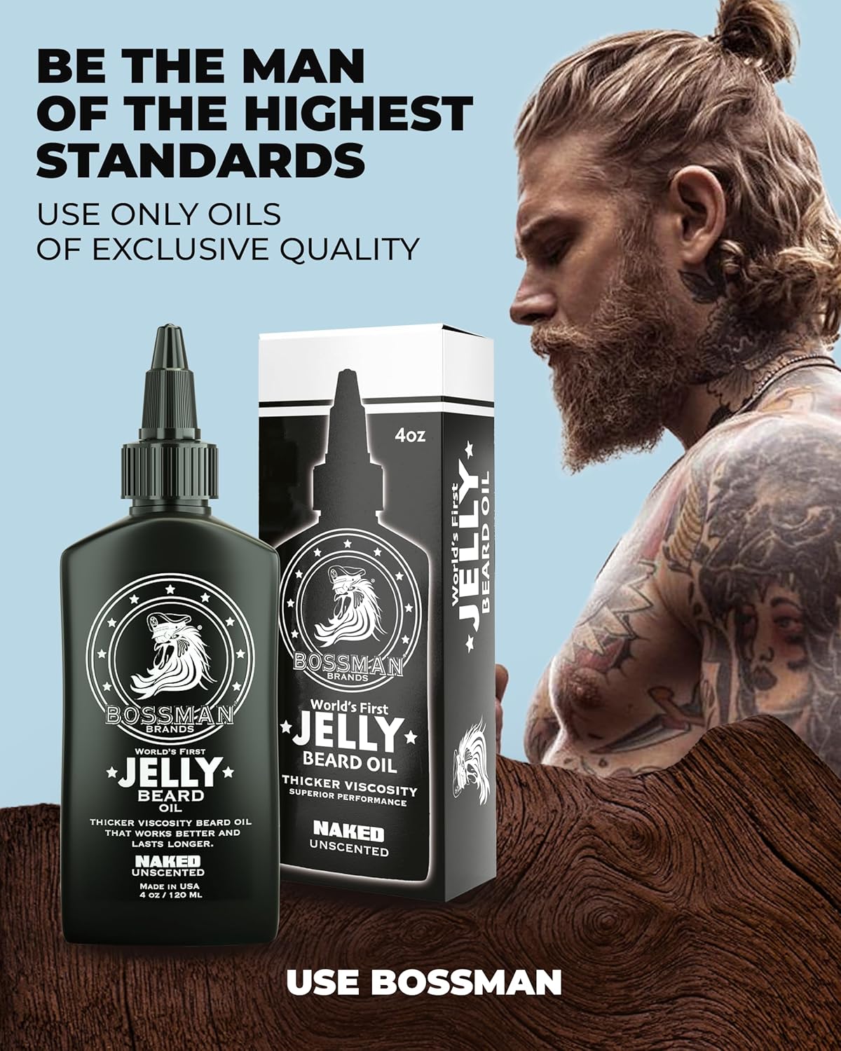 Bossman Beard Oil Jelly and Relaxing Beard Balm Combo- Naked Scent